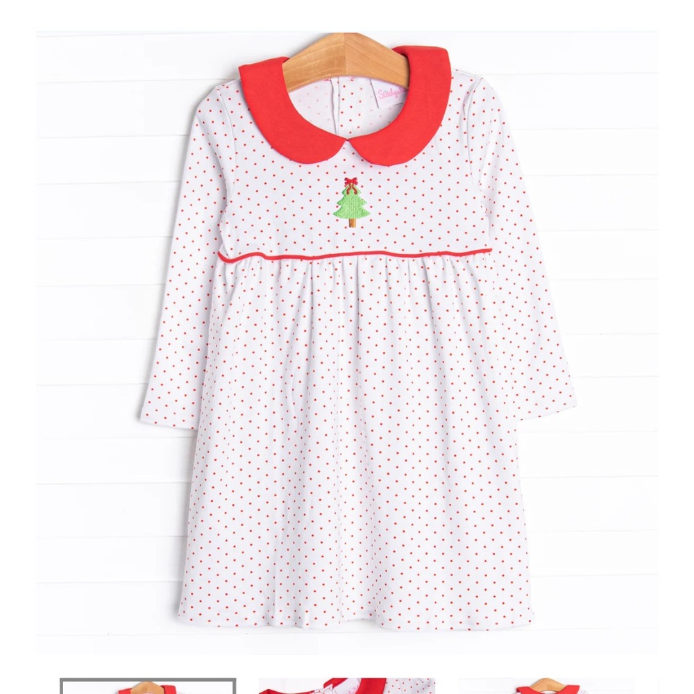 Christmas Time Spruce Pima Embroidered Dress